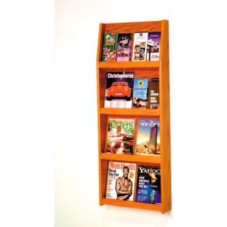 WOODEN MALLET 8 Magazine/16 Brochure Wall Display - Medium Oak LD49-16MO